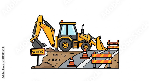 Backhoe Loader Construction Site Equipment.