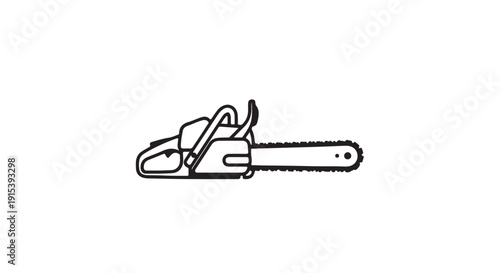 Chainsaw Icon: A sleek, minimalistic illustration of a chainsaw, designed for various industrial and design applications.