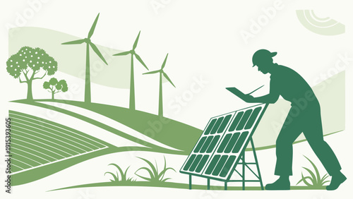 man with solar panels