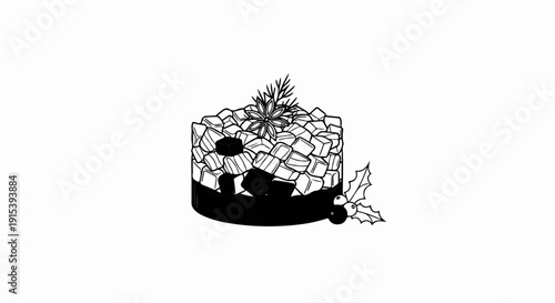 A festive layered dessert with star anise and holly berries