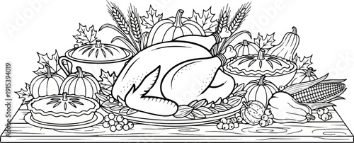 A festive harvest feast with a roasted bird and seasonal produce