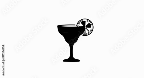 A black silhouette of a martini glass with a lime slice