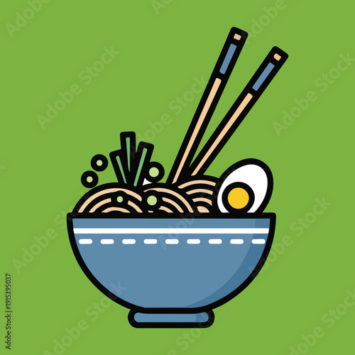Noodle Bowl: Minimalist Asian Food Icon Design
