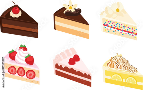 Sweet Varieties: Isometric Cake Slice Collection

