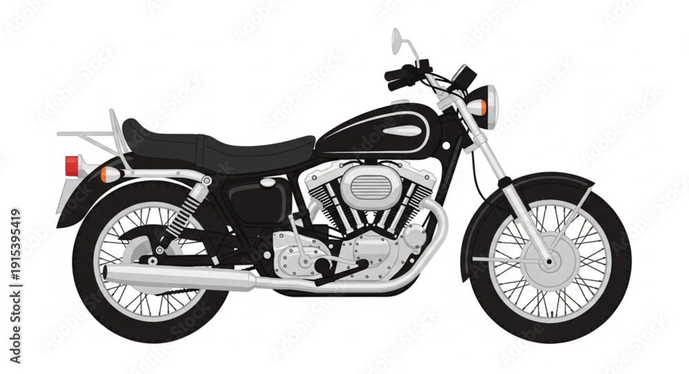 Fototapeta premium Black and Silver Motorcycle Side View.