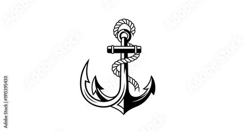 Black and White Anchor Illustration.