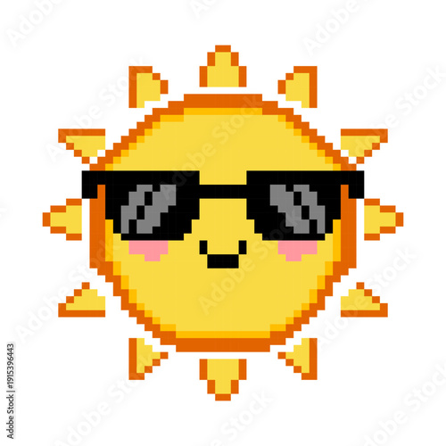 Cool Sun Character Wearing Sunglasses Pixel Art
