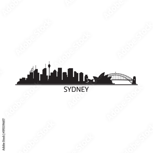 Silhouette of sydney s skyline featuring the opera house and harbour bridge