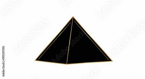 A black pyramid with gold trim on a white background