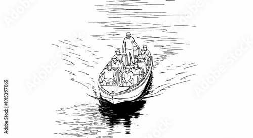 A group of people are riding in a motorboat on the water