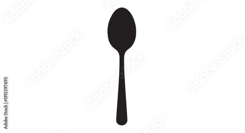 Elegant Spoon Silhouette: A minimalist, striking silhouette of a sleek spoon against a plain background, embodying simplicity and functionality.