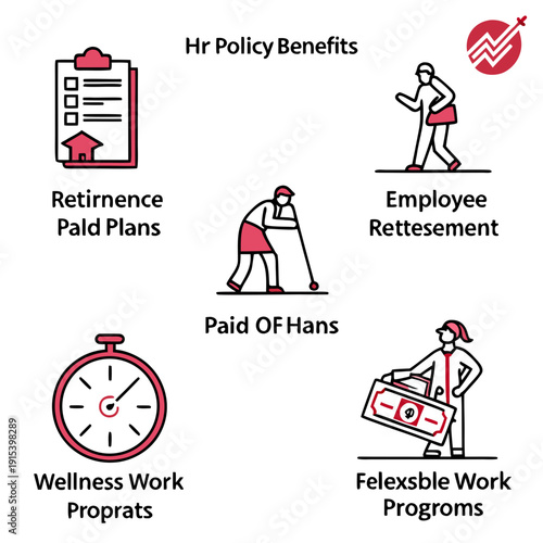 Illustrations of various insurance policy benefits and services Vector