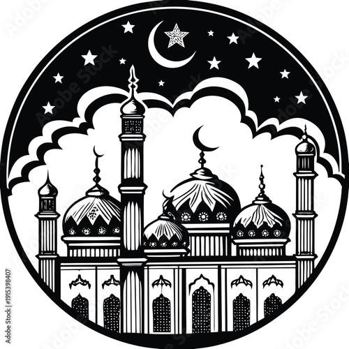 Taj Mahal vector illustration with dome and monument design