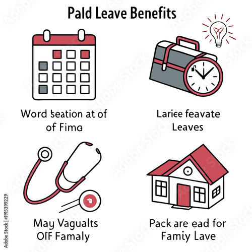 Illustrations of the benefits of paid leave for employees Vector