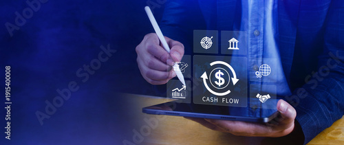 Bilde på lerret Cash Flow and Financial Analysis icons Concept