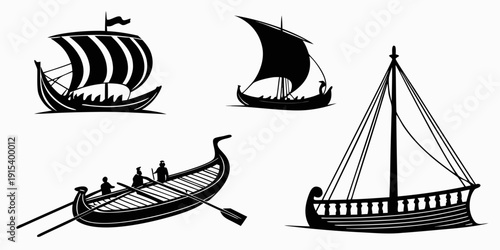 A historical journey through ancient maritime vessels and their evolution Vector