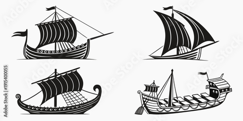 Ancient ships and boats from different cultures and historical periods Vector
