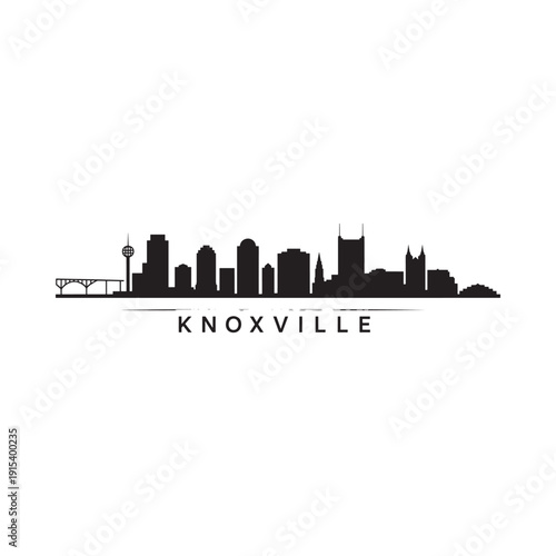Tableau sur toile A striking black silhouette of the knoxville skyline with city name