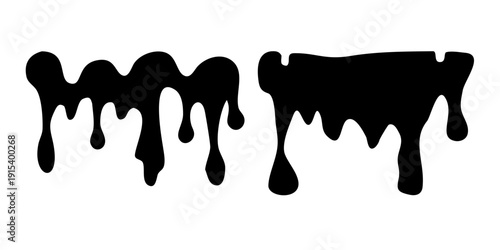 Abstract black paint drips and splatters on a white background Vector