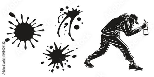 A dynamic scene of a person running amidst an explosion of energy and motion. Vector