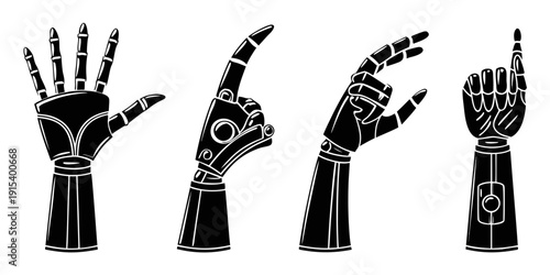 Hands in various positions forming letters in sign language Vector