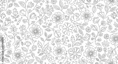Black and White Floral Pattern.