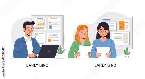 Professionals working diligently in modern office setting