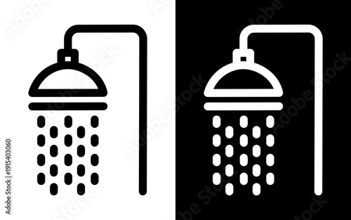Shower outline icon. Editable stroke. Vector graphics for bathroom, toilet, restroom and public facility signage design