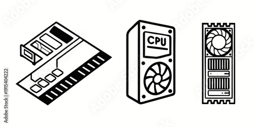 Vintage electronic devices including a keyboard and speakers Vector