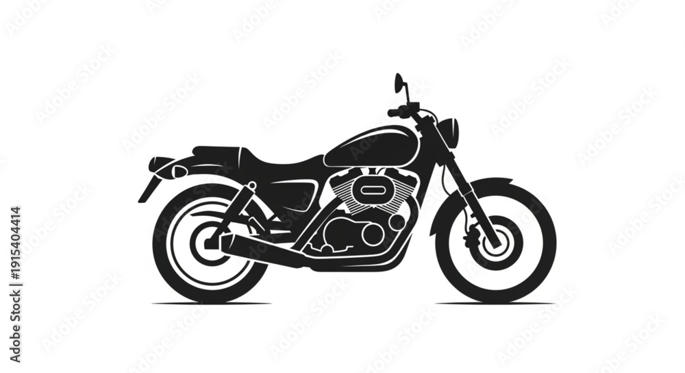 Fototapeta premium Black and White Motorcycle Illustration.
