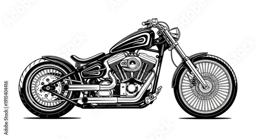 Black and White Motorcycle Illustration.