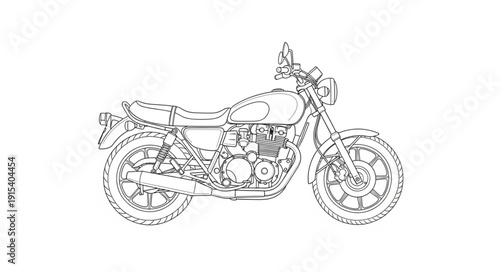 Black and White Motorcycle Illustration.