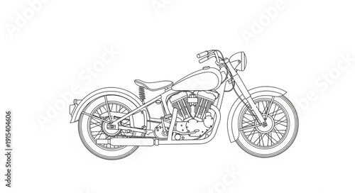 Black and White Motorcycle Illustration.