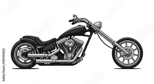 Black and White Motorcycle Illustration.