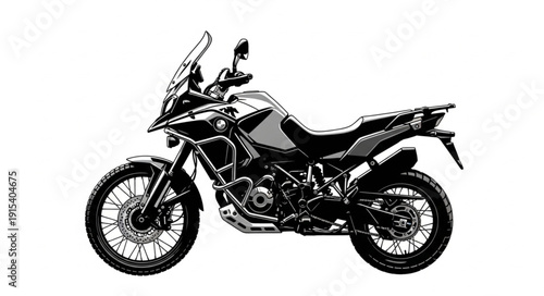 Black and White Motorcycle Illustration.