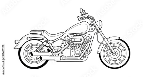 Black and White Motorcycle Illustration.
