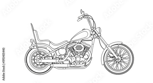 Black and White Motorcycle Illustration.