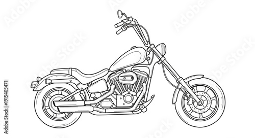 Black and White Motorcycle Illustration.