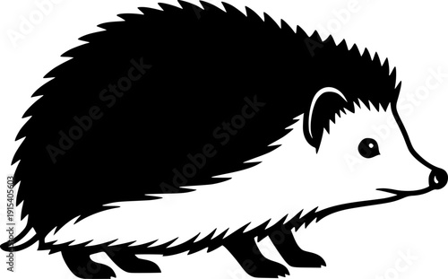 hedgehog silhouette line art vector illustration with a white background
