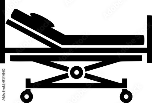 hospital bed silhouette line art vector illustration with a white background
