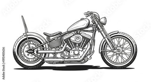 Black and White Motorcycle Illustration.