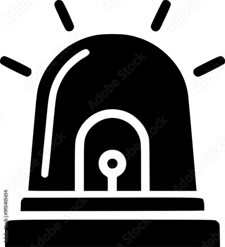 emergency siren icon silhouette line art vector illustration with a white background
