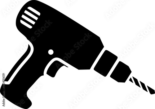 drill machine silhouette line art vector illustration with a white background

