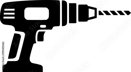 drill machine silhouette line art vector illustration with a white background

