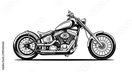 Black and White Motorcycle Illustration.