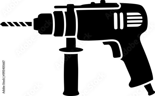 drill machine silhouette line art vector illustration with a white background
