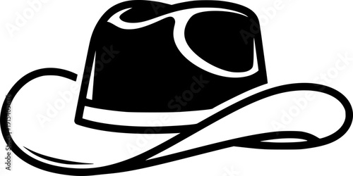 cowboy hat silhouette line art vector illustration with a white background
