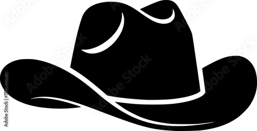 cowboy hat silhouette line art vector illustration with a white background
