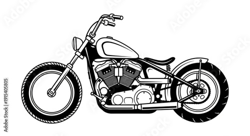 Black and White Motorcycle Illustration.