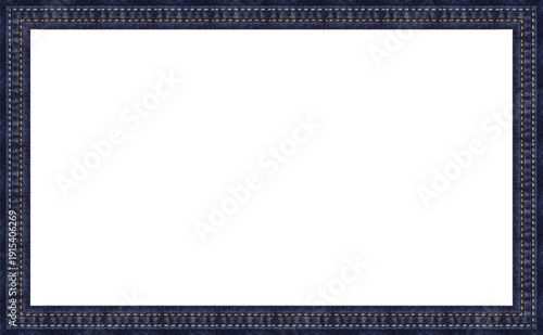 Denim stitched frame border isolated on transparent background, vector illustration